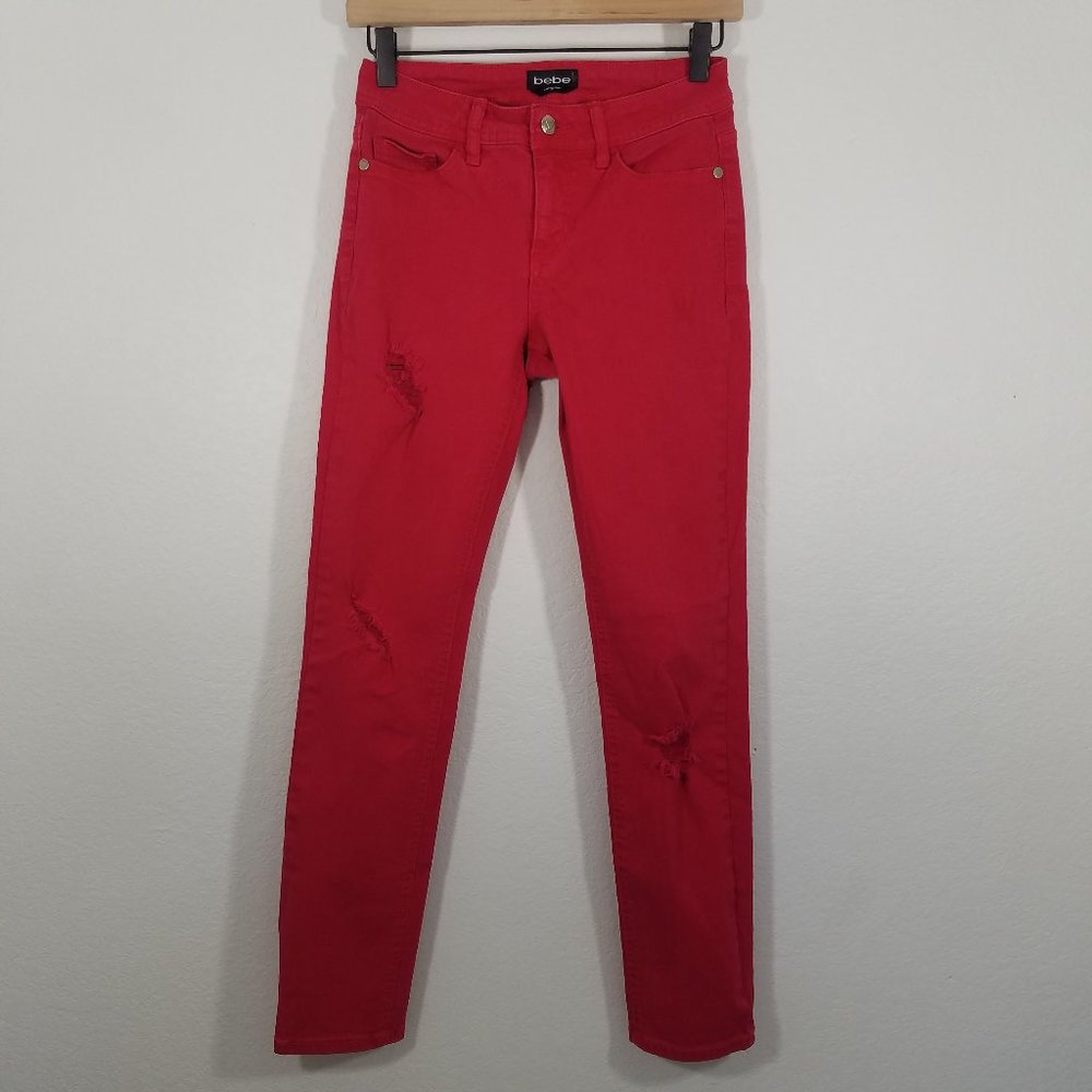 Bebe Stretch Distressed Jeans Size 25
